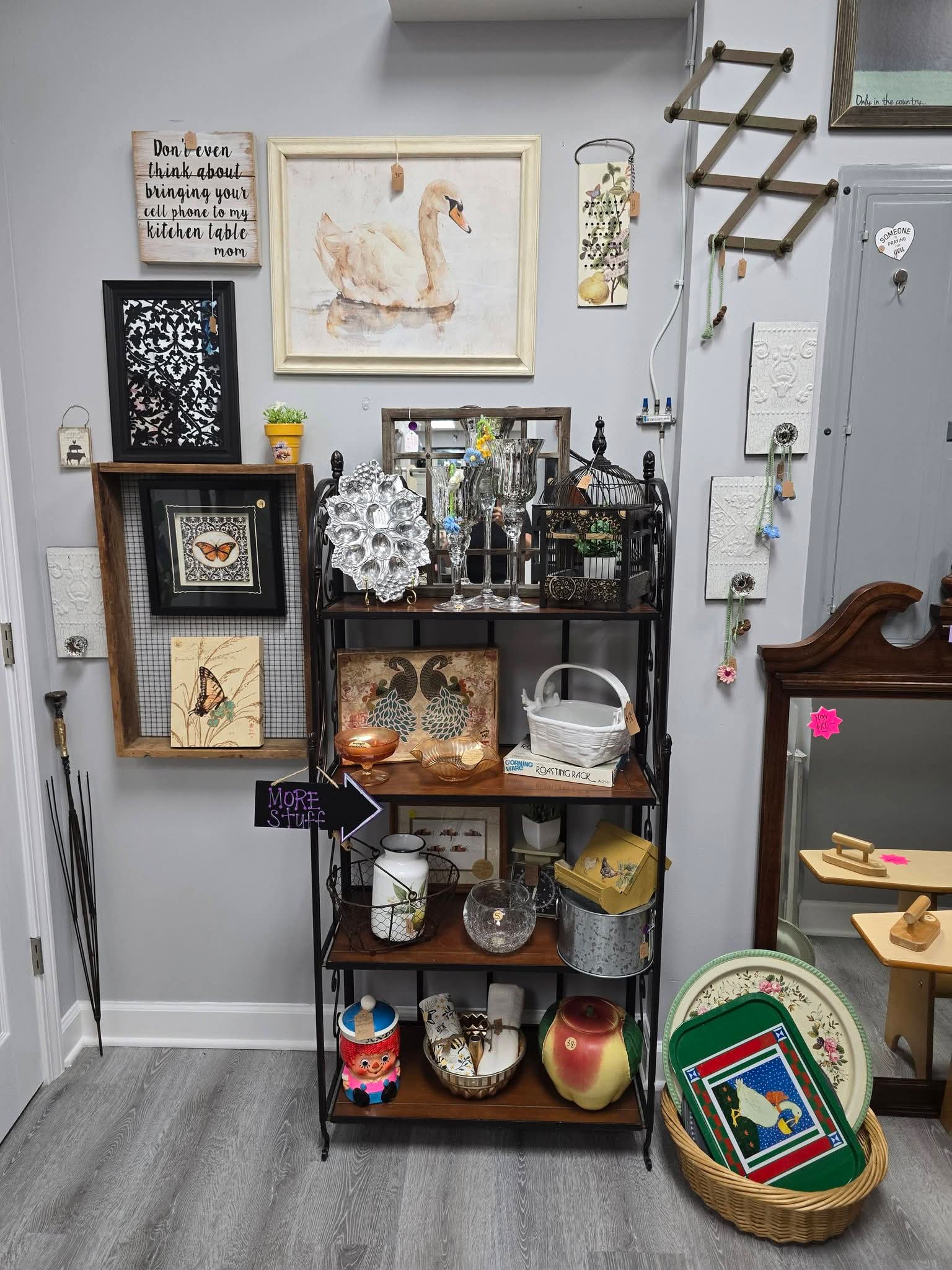 Swan art and shelves